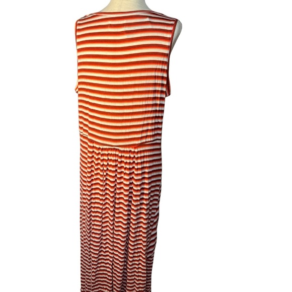 NWT Retro Vibes Striped Sleeveless Maxi Cross Waist Dress Orange White Sz‎ XL - Picture 6 of 8
